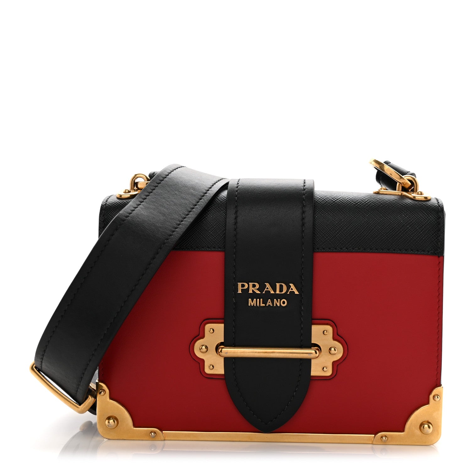 Prada City Calfskin Saffiano Cahier Bag Fuoco Black 1887305