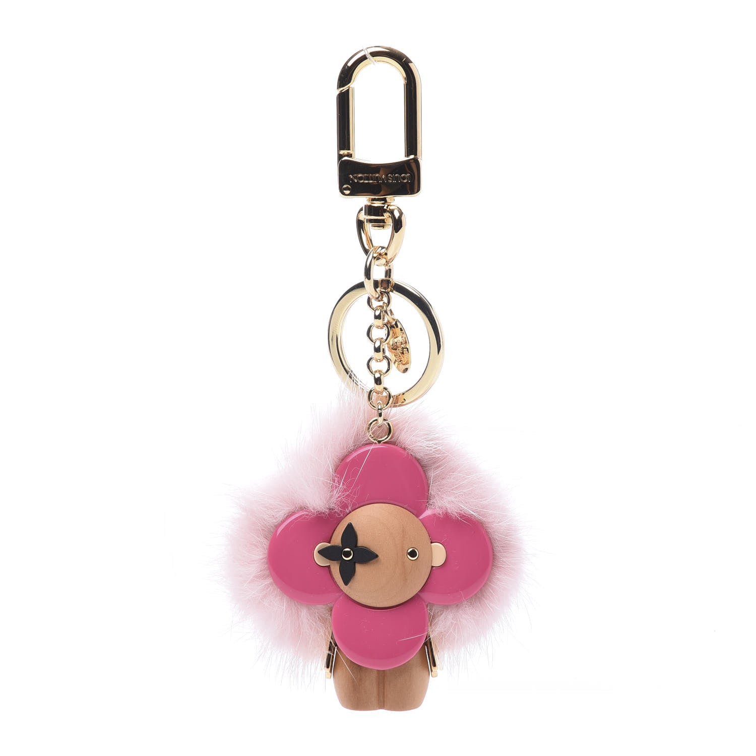 Louis Vuitton Resin Wood Mink Fur Vivienne Bag Charm Key Holder