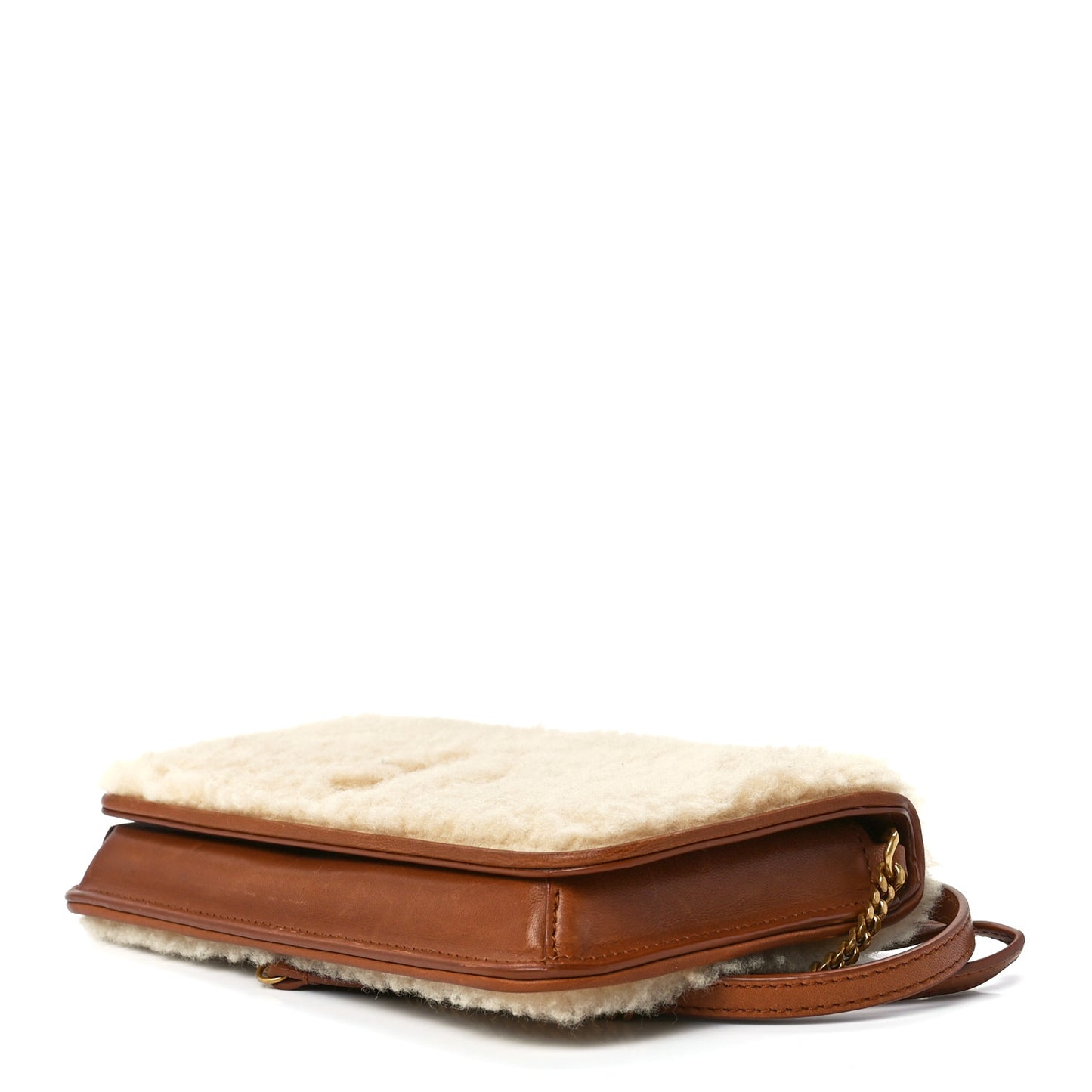 Shearling Monogram Phone Holder Crossbody Brown