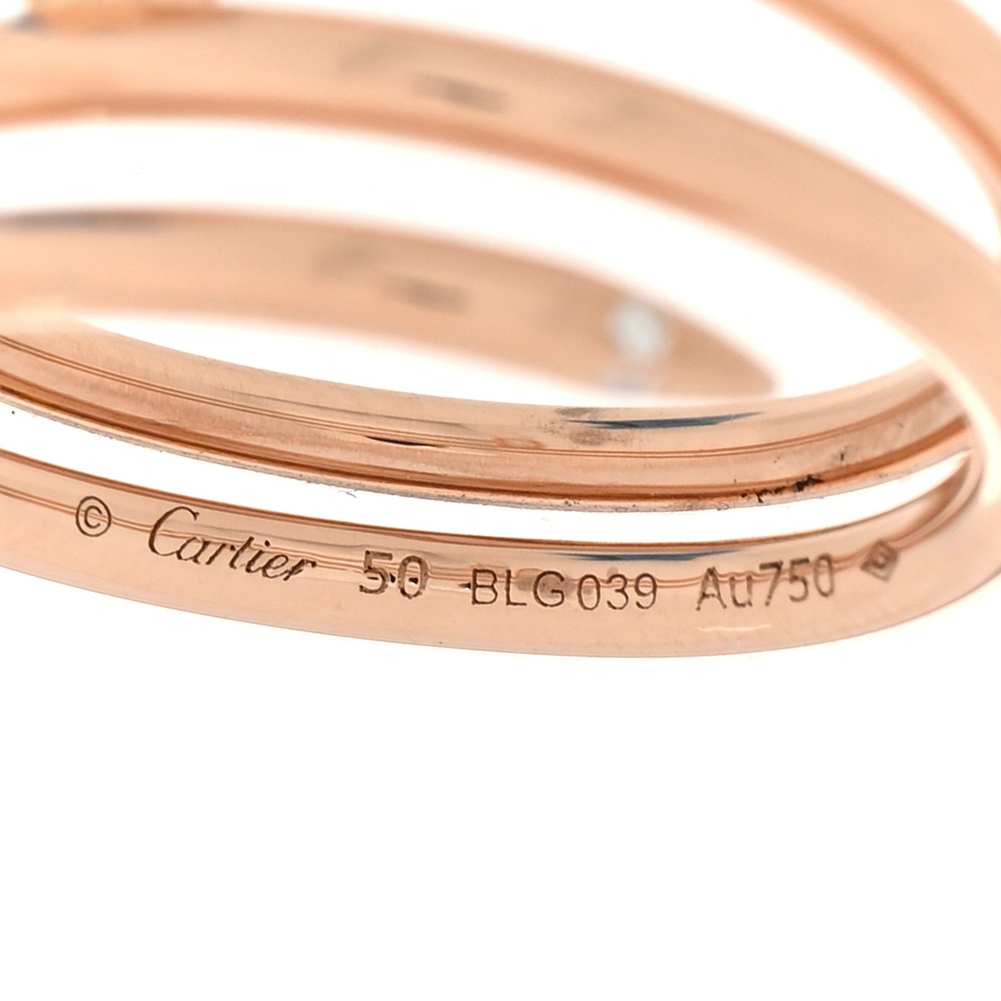 18K Pink Gold Diamond Double Juste Un Clou Ring 50 5.25