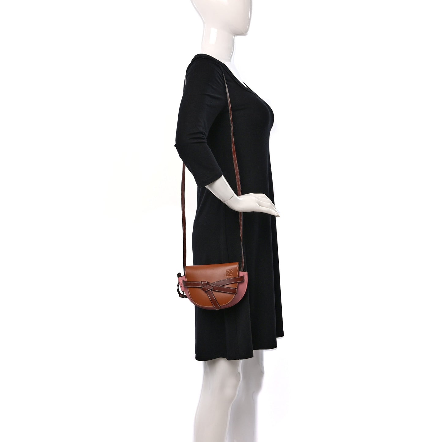 Calfskin Mini Gate Crossbody Bag Pastel Pink Tan