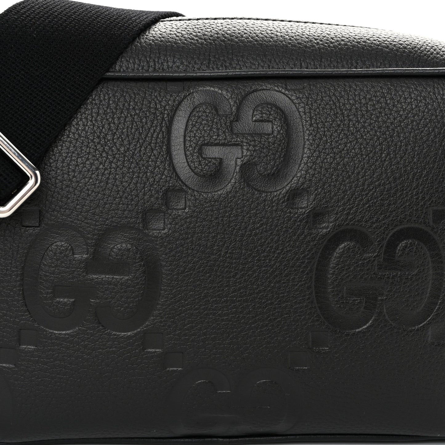 Piuma Calfskin Jumbo GG Embossed Medium Messenger Bag Black