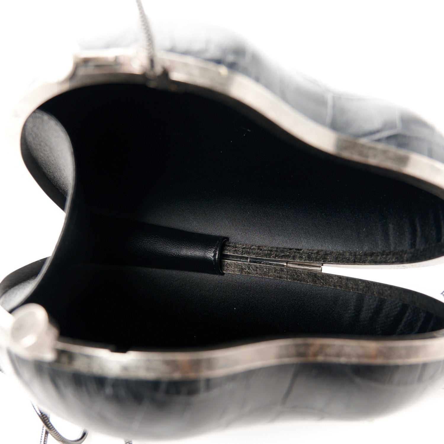 Saint Laurent Calfskin Crocodile Embossed Monogram Love Box Bag Black 5 of 9