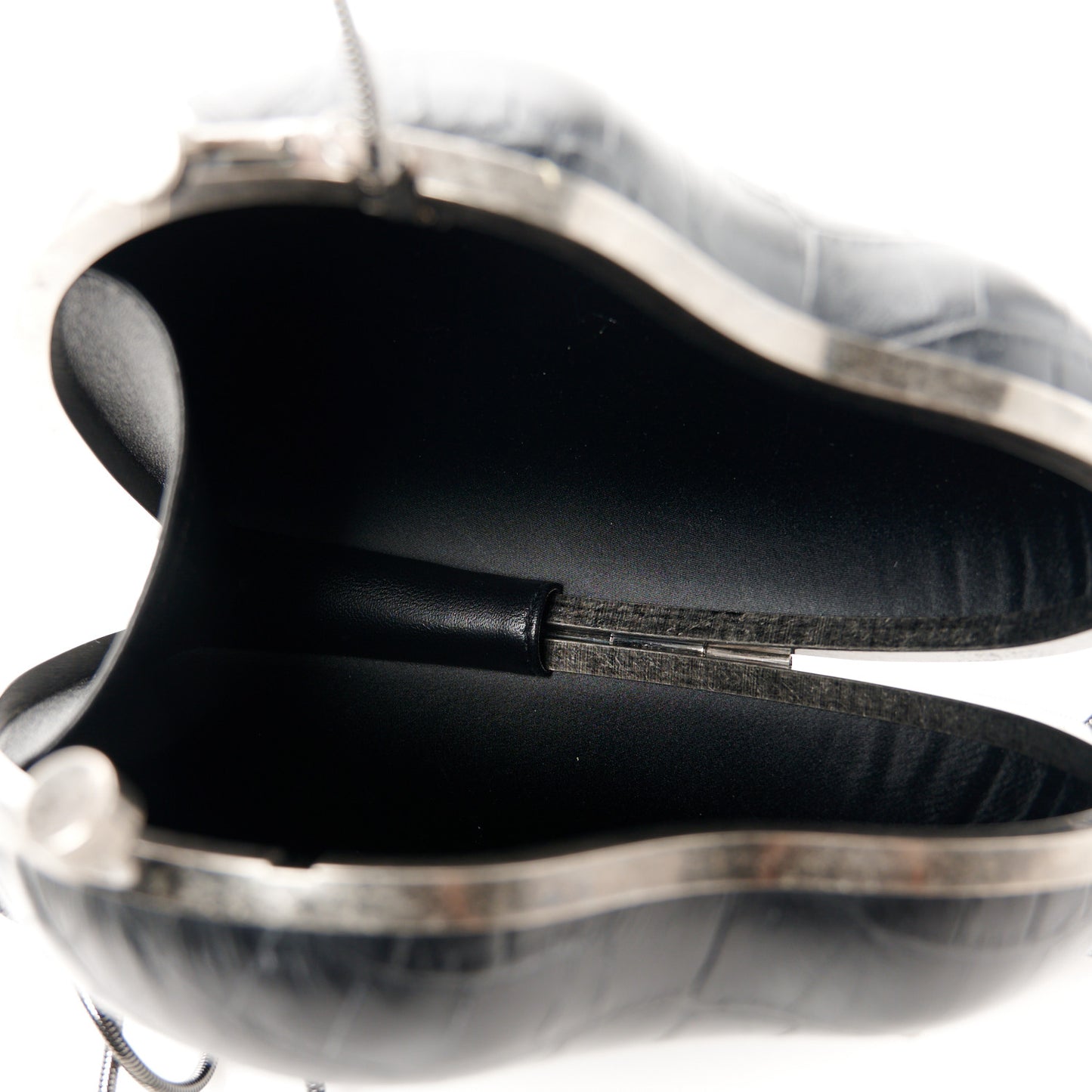 Calfskin Crocodile Embossed Monogram Love Box Bag Black