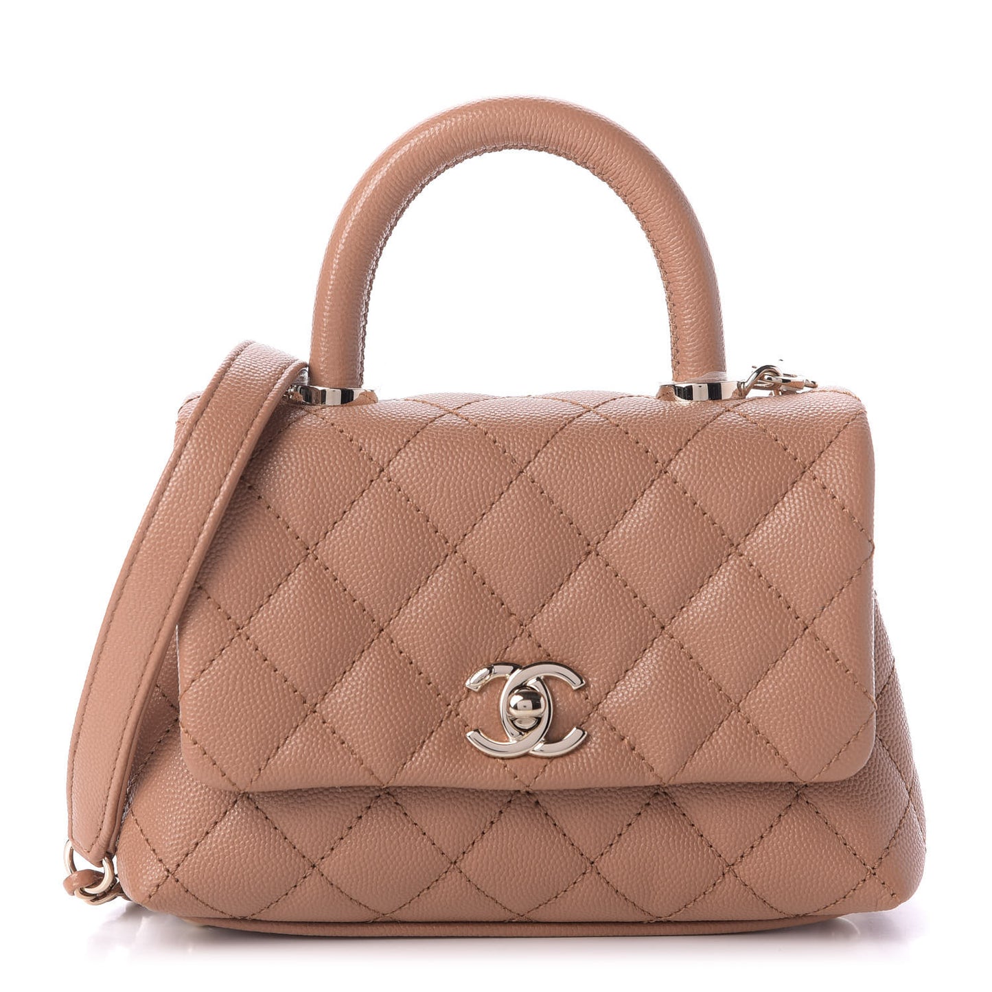 Caviar Quilted Extra Mini Coco Handle Flap Brown