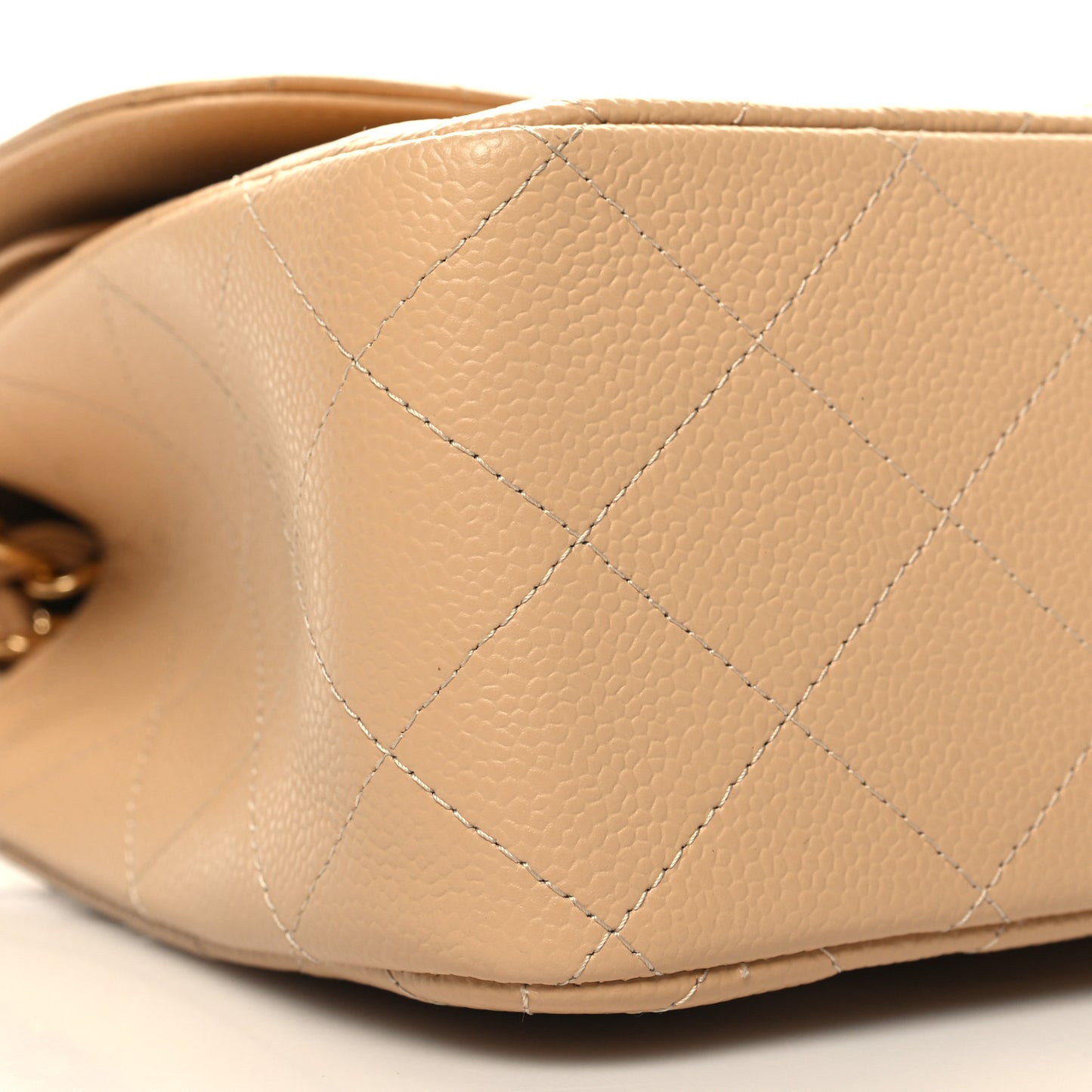 Caviar Quilted Jumbo Double Flap Beige Clair