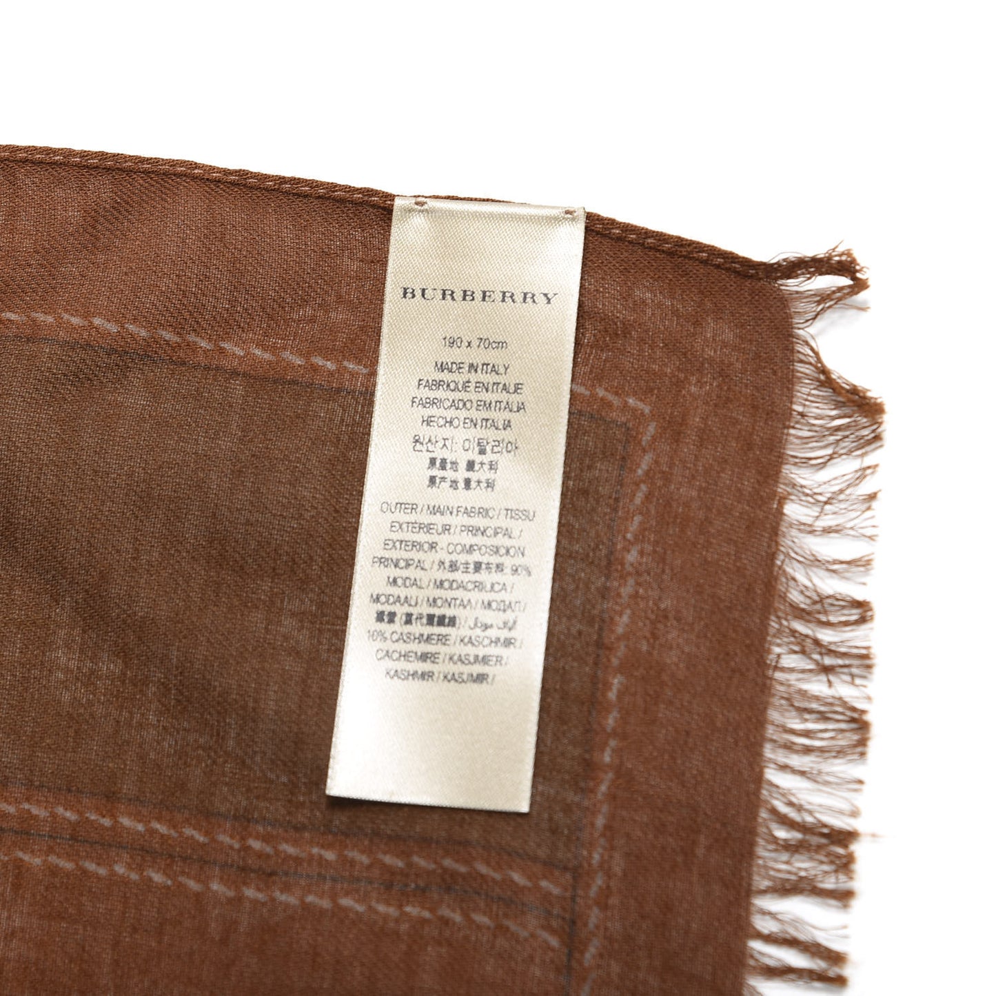 Modal Cashmere Haymarket Check Scarf Bronze