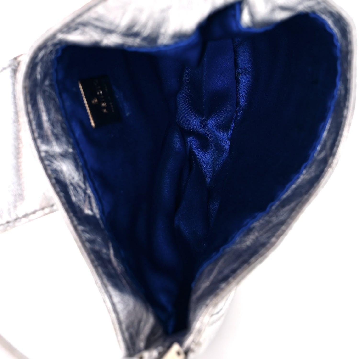 Fendi Metallic Calfskin Crystal Mini Half Moon Baguette Silver 5 of 11