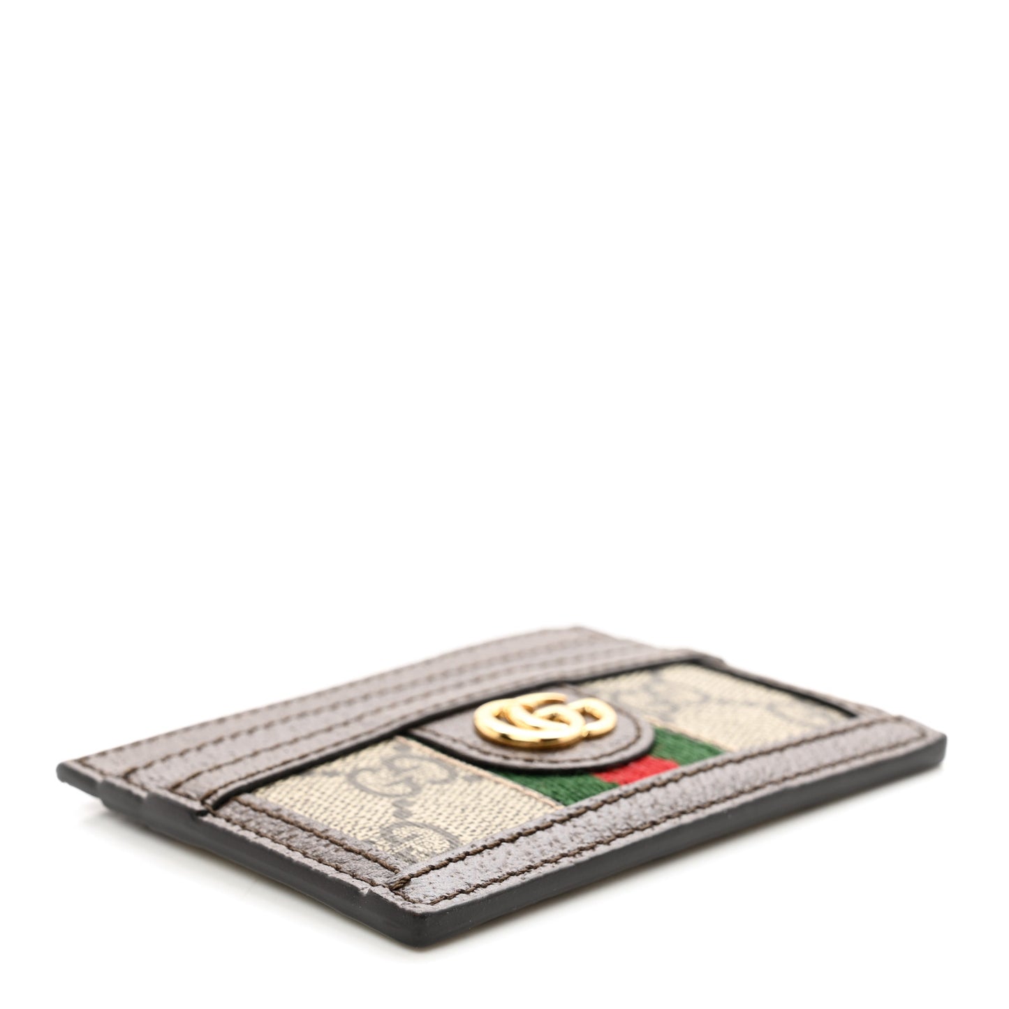 GG Supreme Monogram Textured Dollar Calfskin Ophidia Card Holder Beige Ebony New Acero