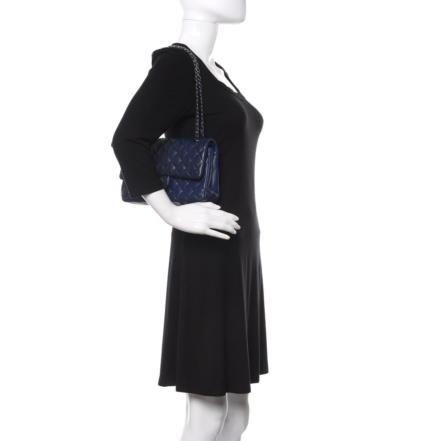 Chanel Lambskin Quilted Medium Double Flap Navy 2 of 10