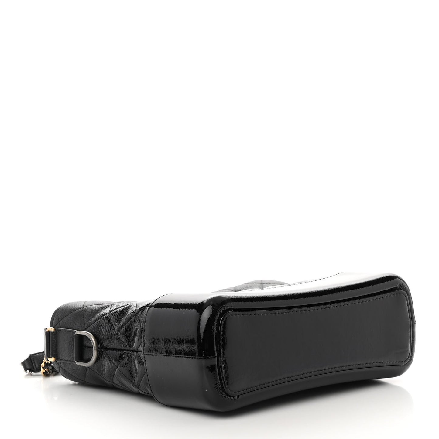 Patent Goatskin Quilted Medium Gabrielle Hobo Black