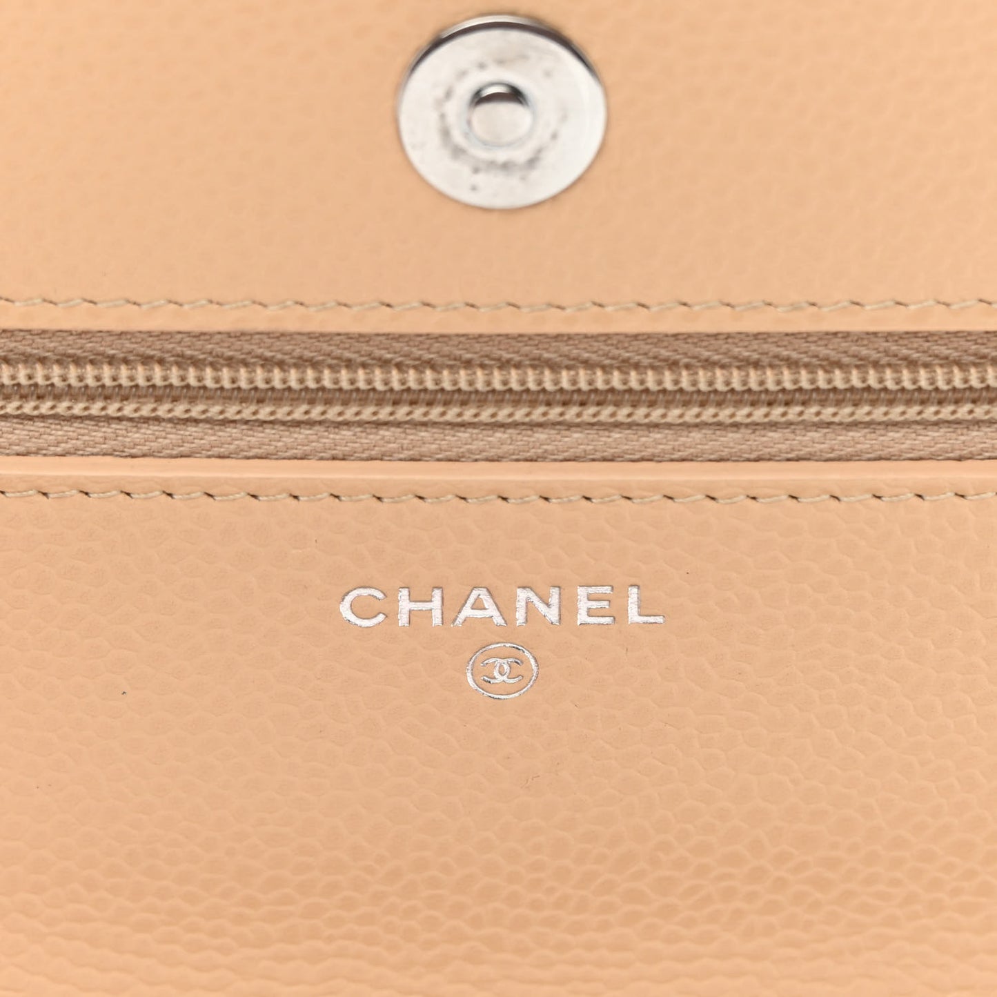 Caviar Quilted Wallet On Chain WOC Beige