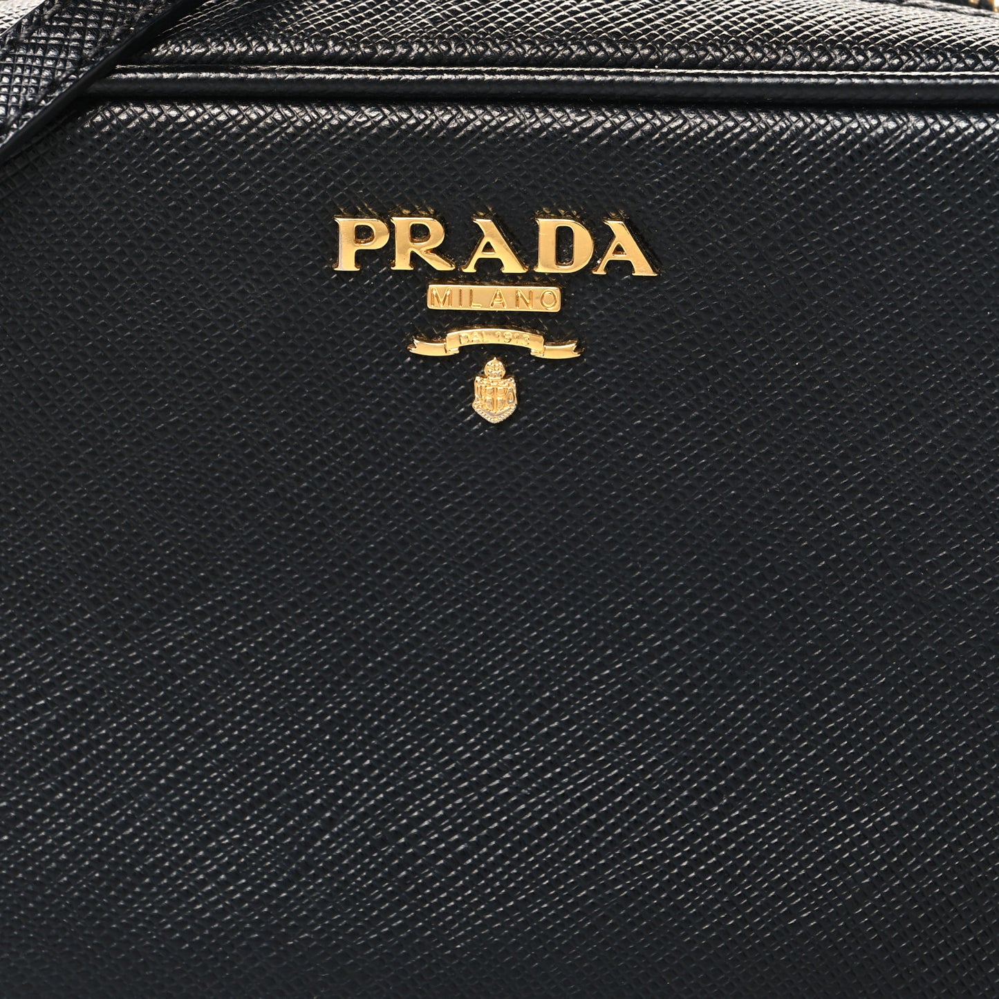 Saffiano Mini Camera Crossbody Bag Black