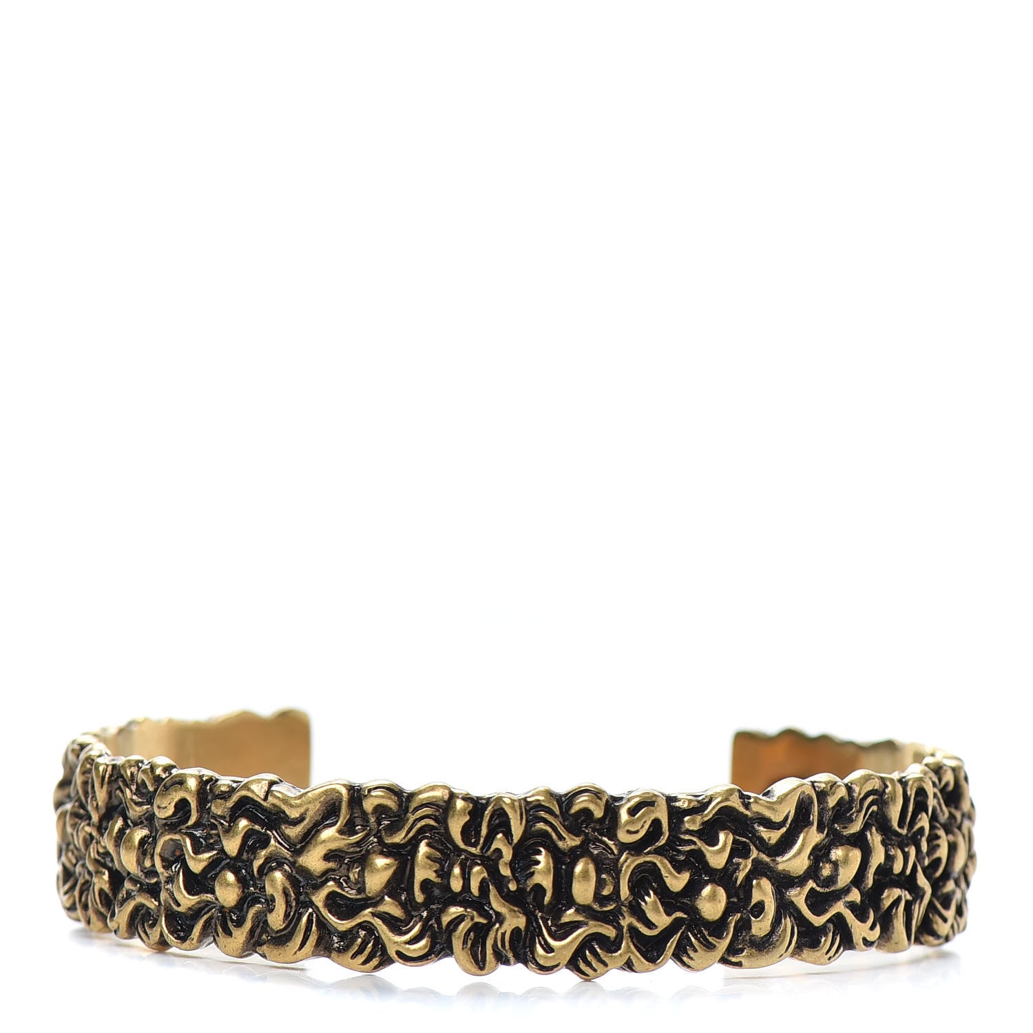Gucci Metal Lion Mane Cuff Bracelet Aged Gold 1 of 4