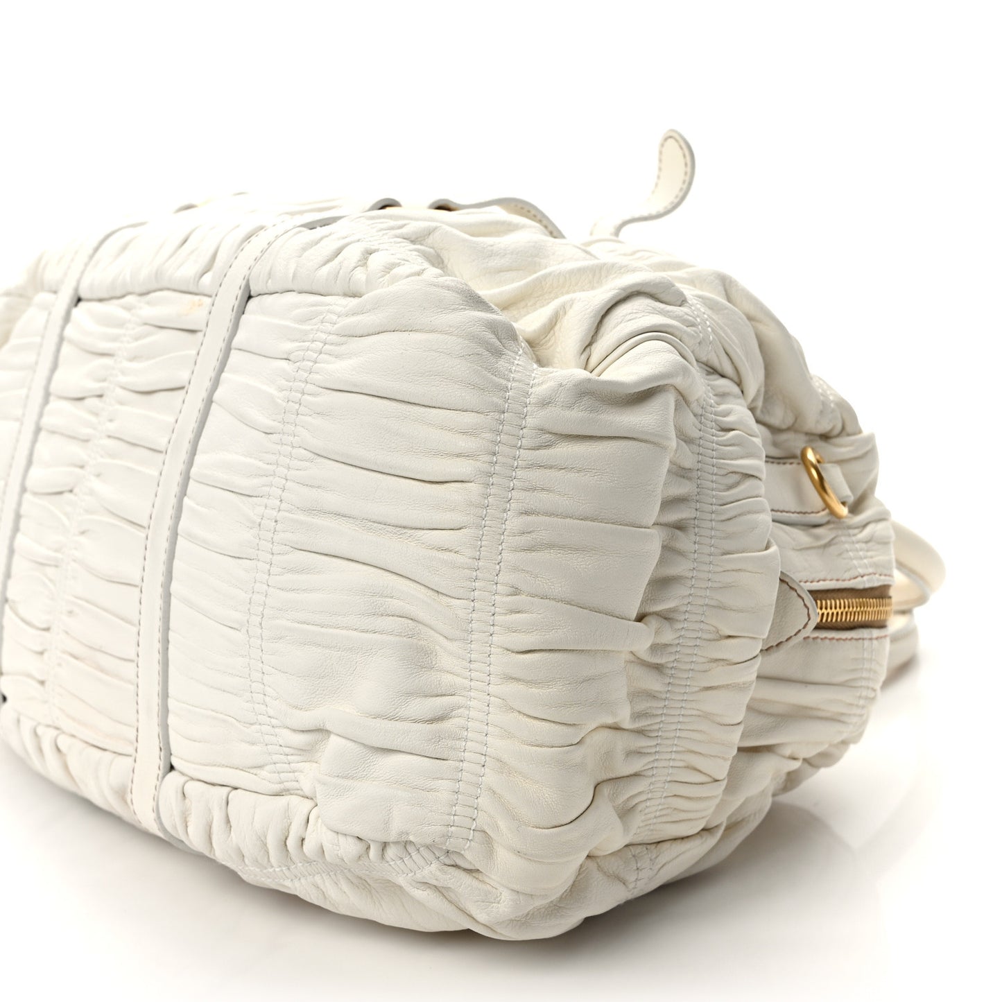 Nappa Gaufre Buckle Bowler Bianco
