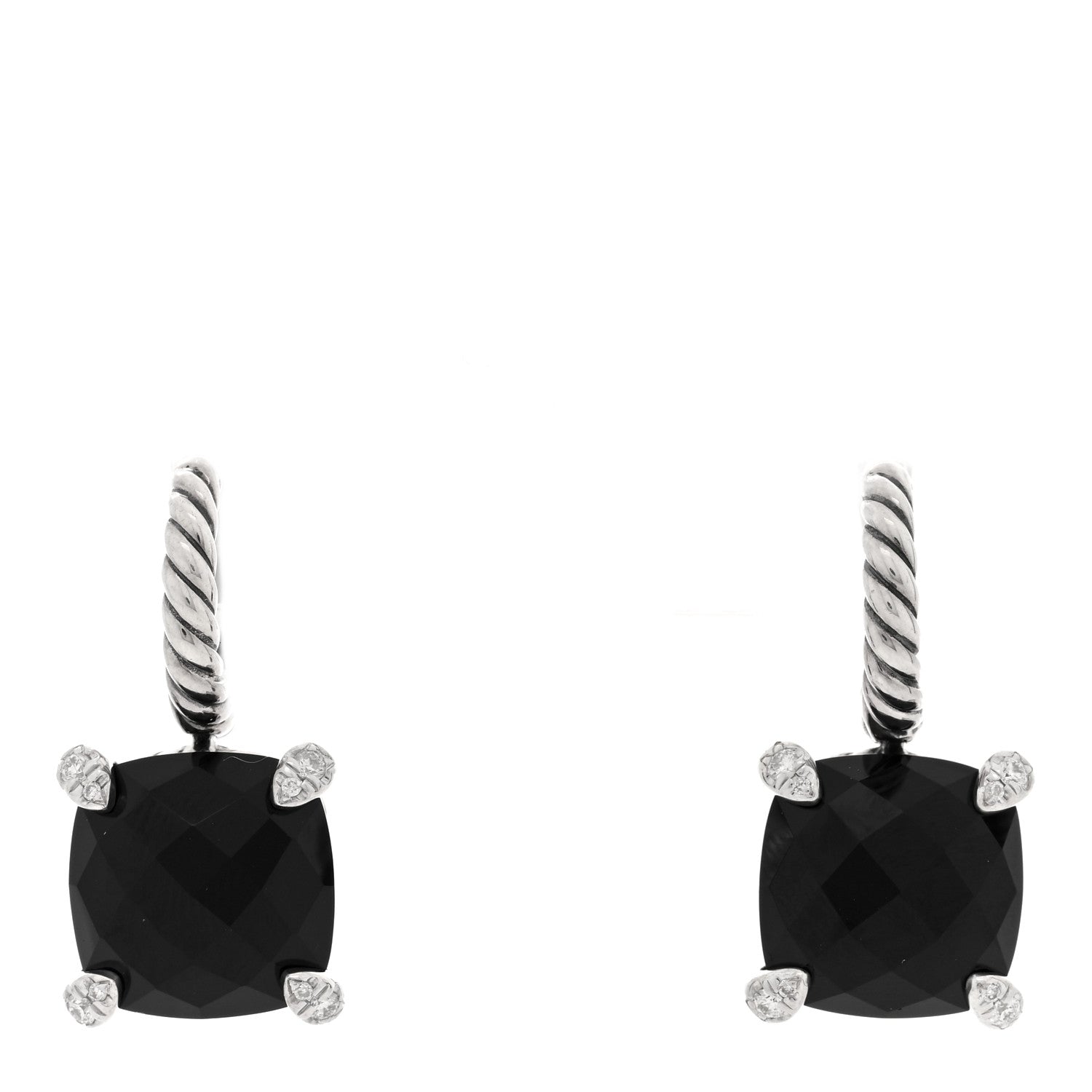David Yurman Sterling Silver Diamond Black Onyx Chatelaine Drop