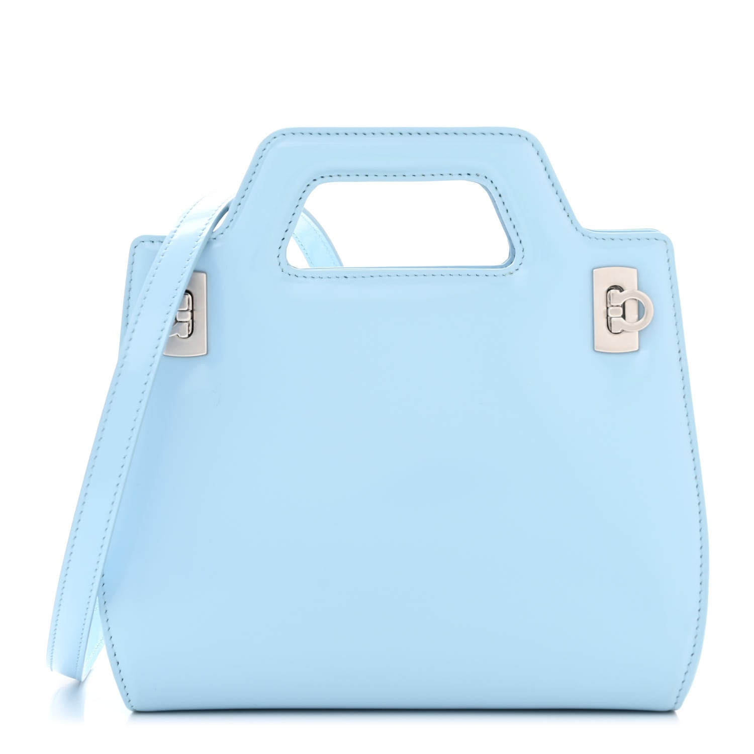Salvatore Ferragamo Brushed Calfskin Mini Wanda Top Handle Bag Light Blue 1 of 9