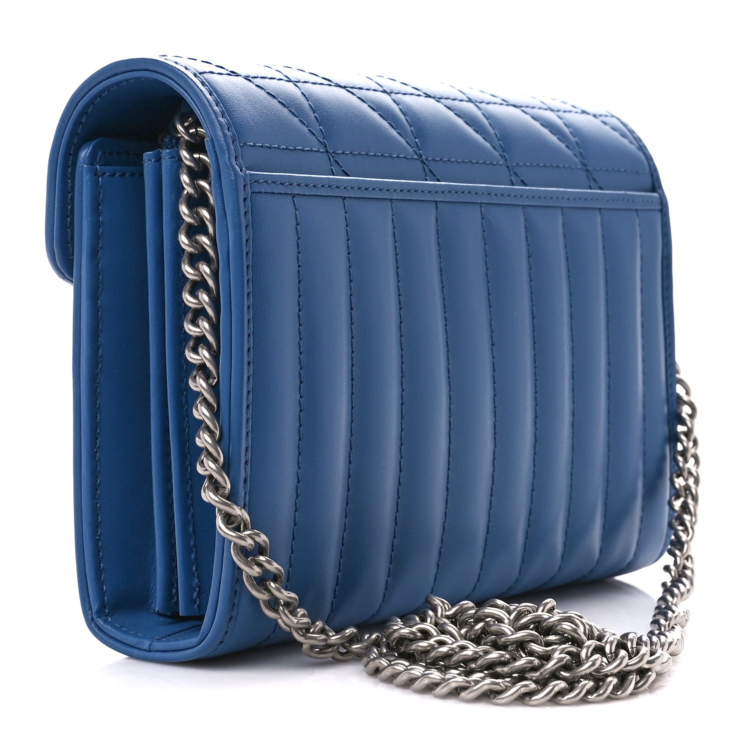 Gucci Calfskin Matelasse Aria GG Marmont Chain Wallet Clear Blue 3 of 10