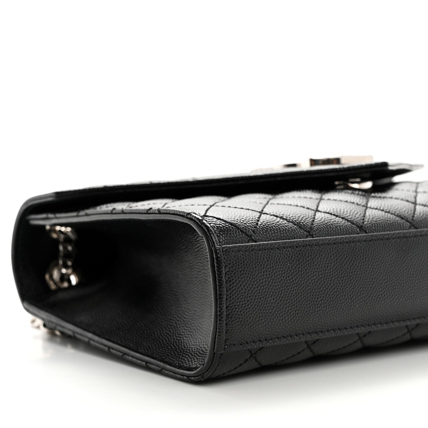 Grain De Poudre Textured Mixed Matelasse Triquilt Medium Monogram Satchel Black