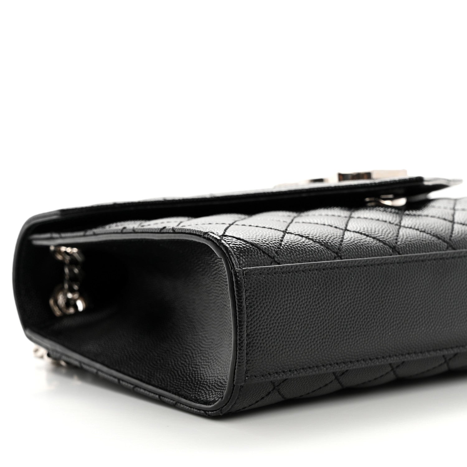 Saint Laurent Grain De Poudre Textured Mixed Matelasse Triquilt Medium Monogram Satchel Black 10 of 11