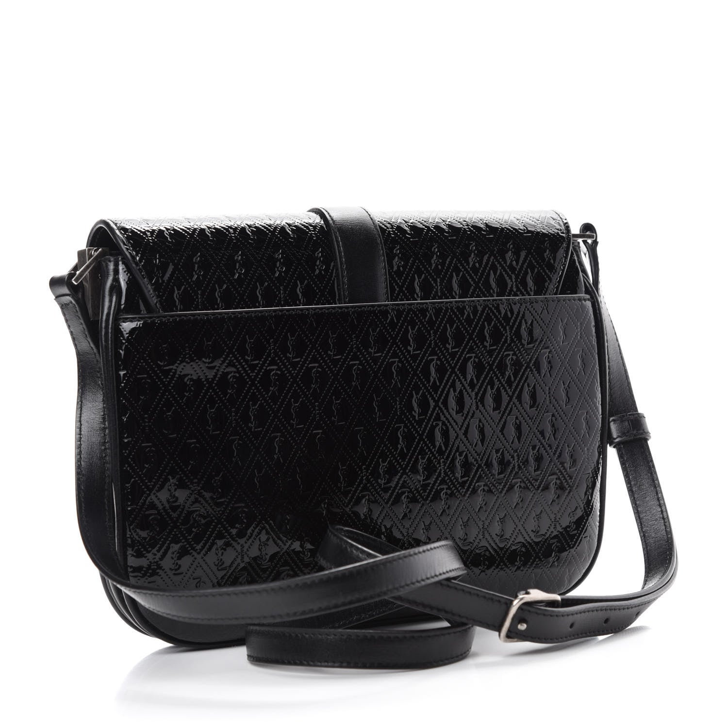 Saint Laurent Patent Embossed Small Le Monogramme Satchel Black 3 of 12