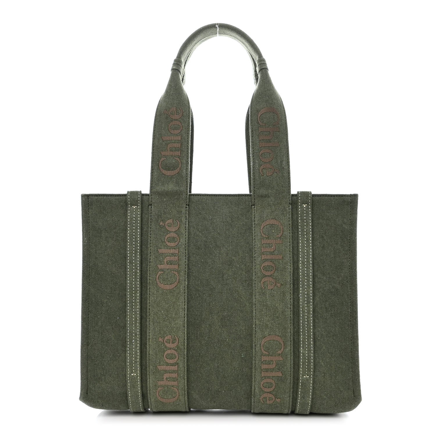 Chloe Linen Medium Woody Tote Wide Forest 1 of 10