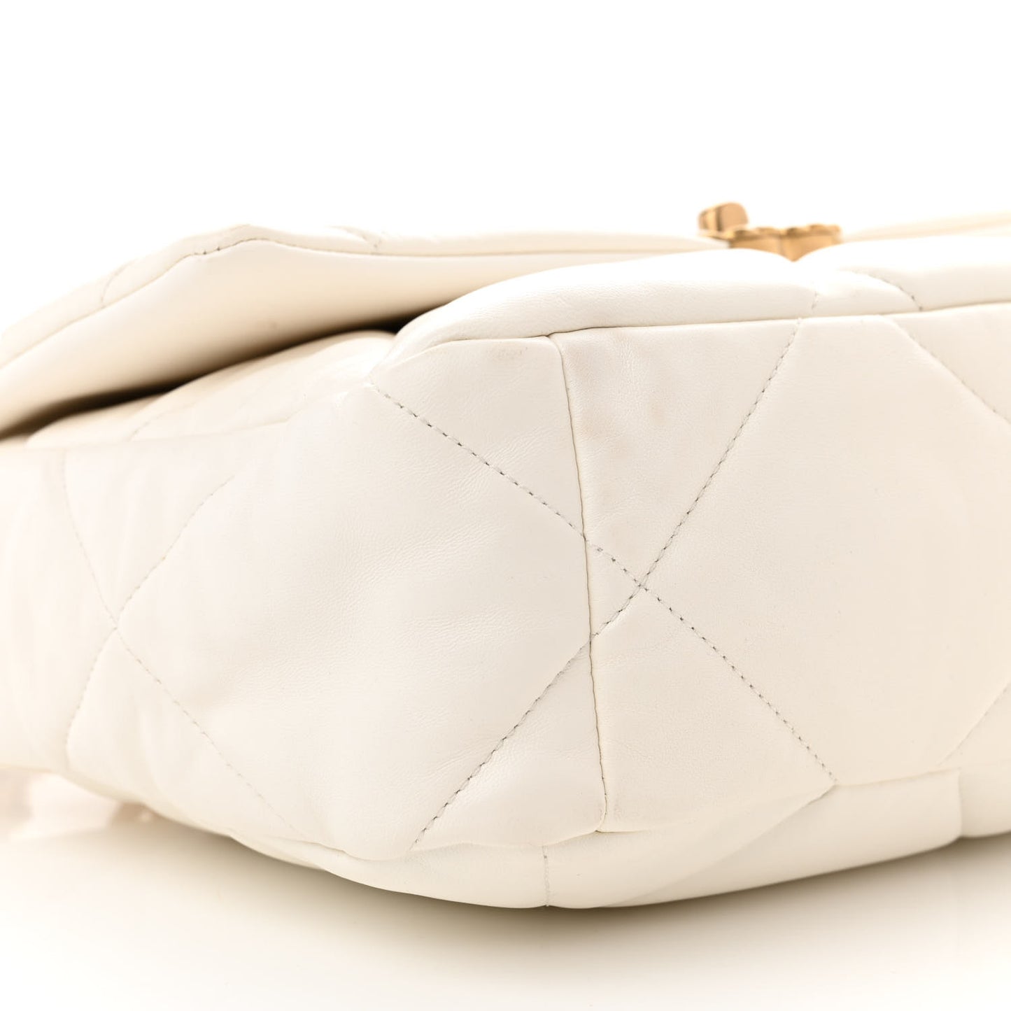 Goatskin Quilted Large Chanel 19 Flap White