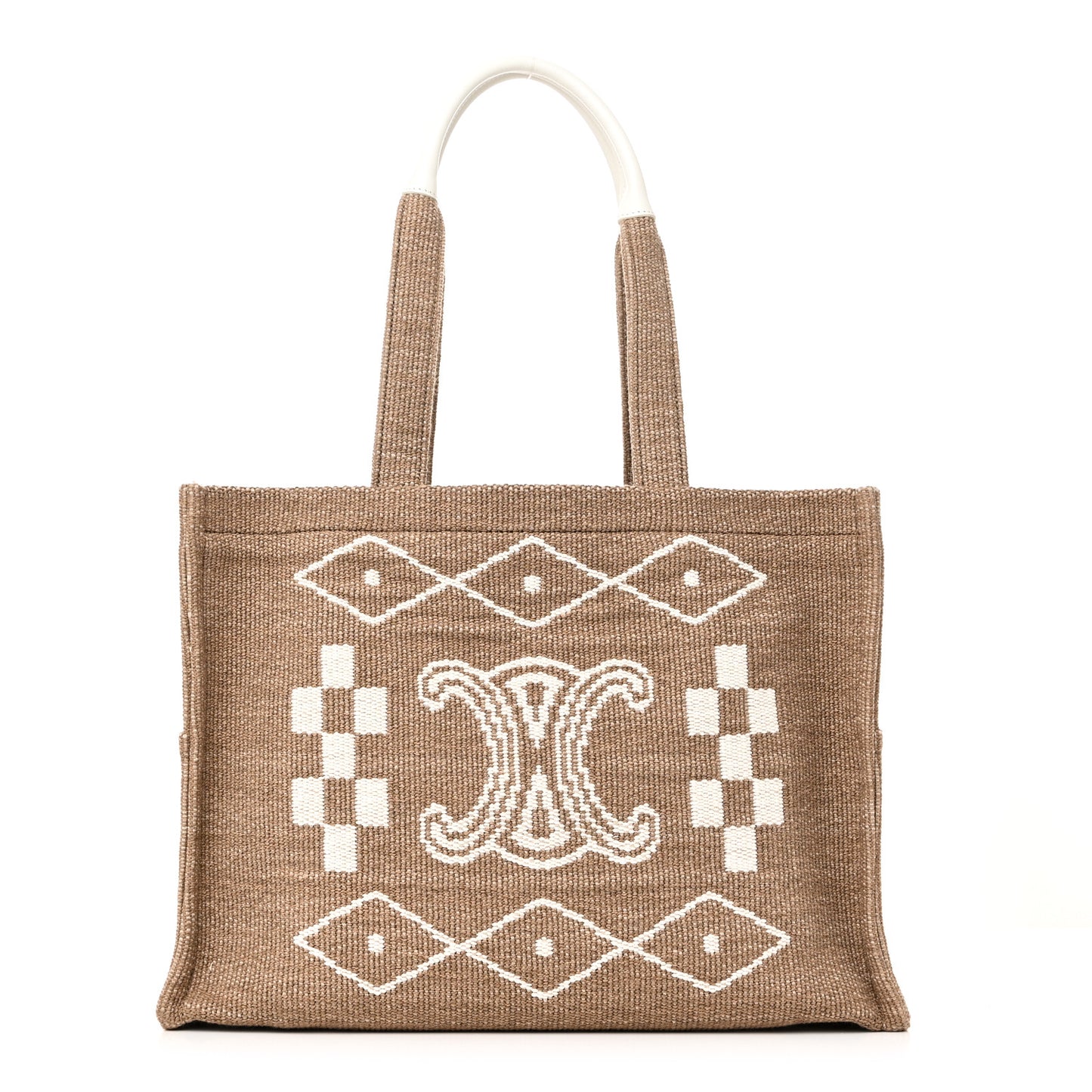 Canvas Calfskin Large Cabas Thais Natural White