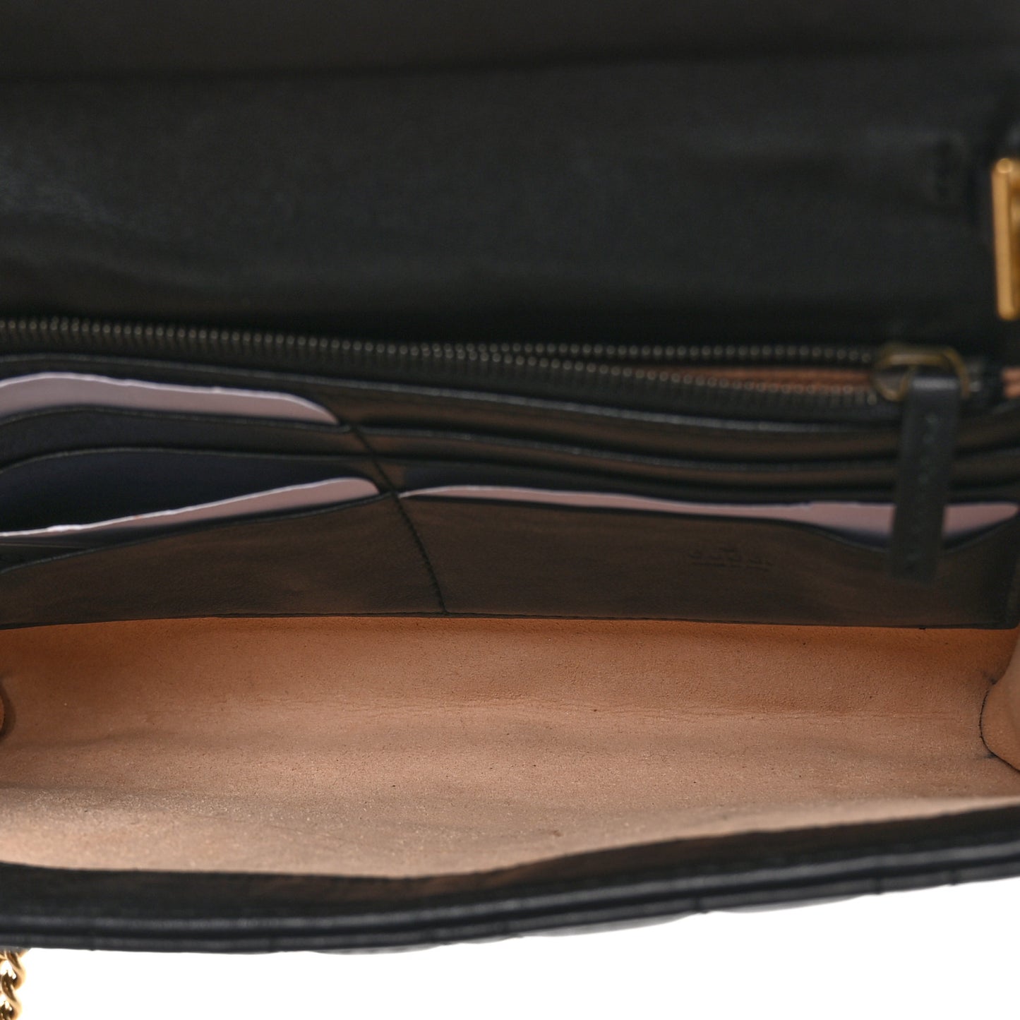 Calfskin Matelasse Mini Pearly GG Marmont Chain Wallet Black