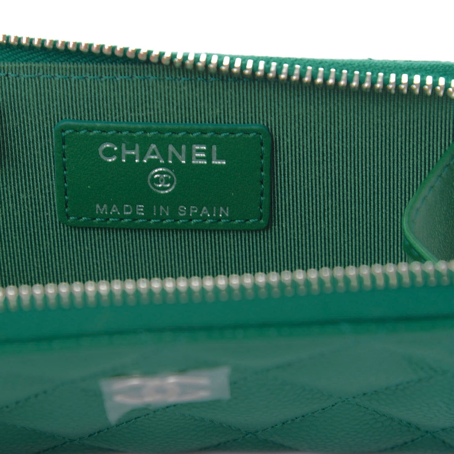 Caviar Quilted Zipped Key Holder Case Green