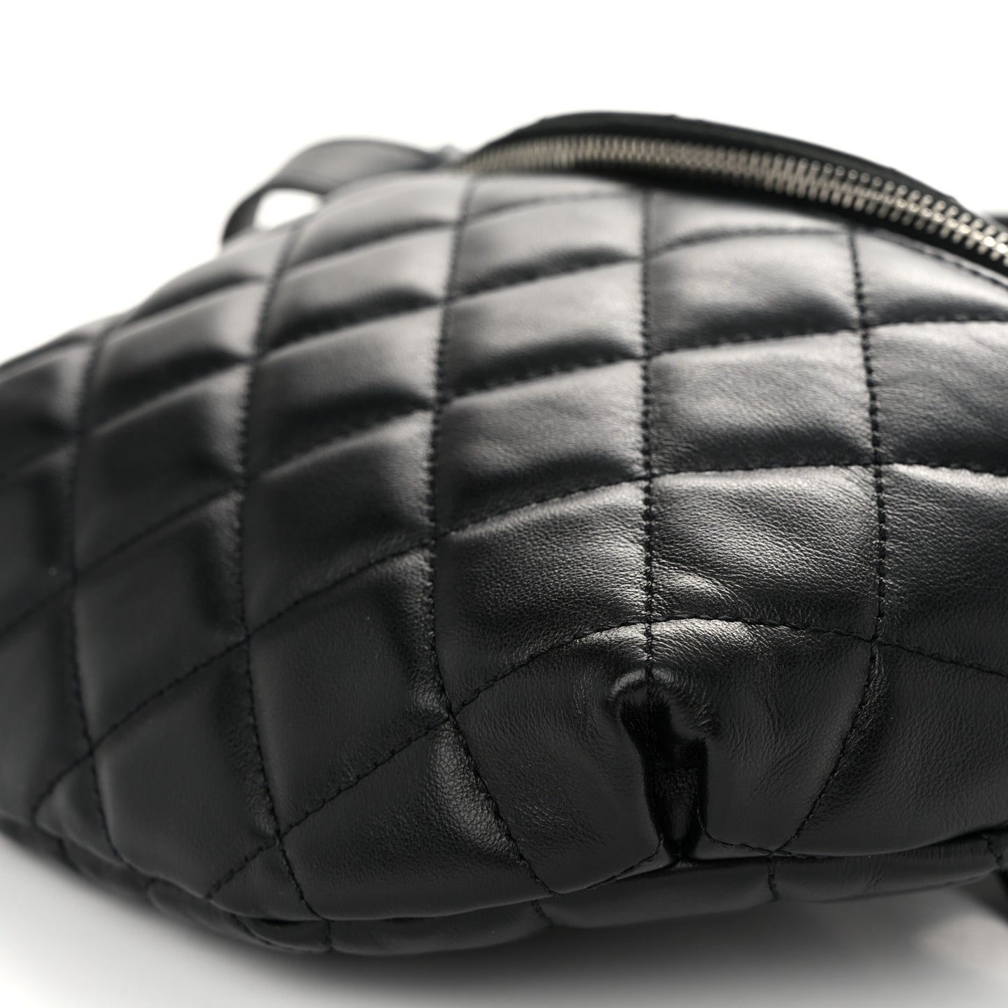 Calfskin Quilted Waist Belt Bag Black
