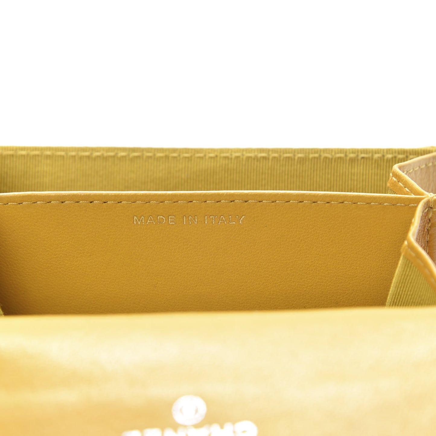 Lambskin Quilted Flap Card Holder Wallet Yellow