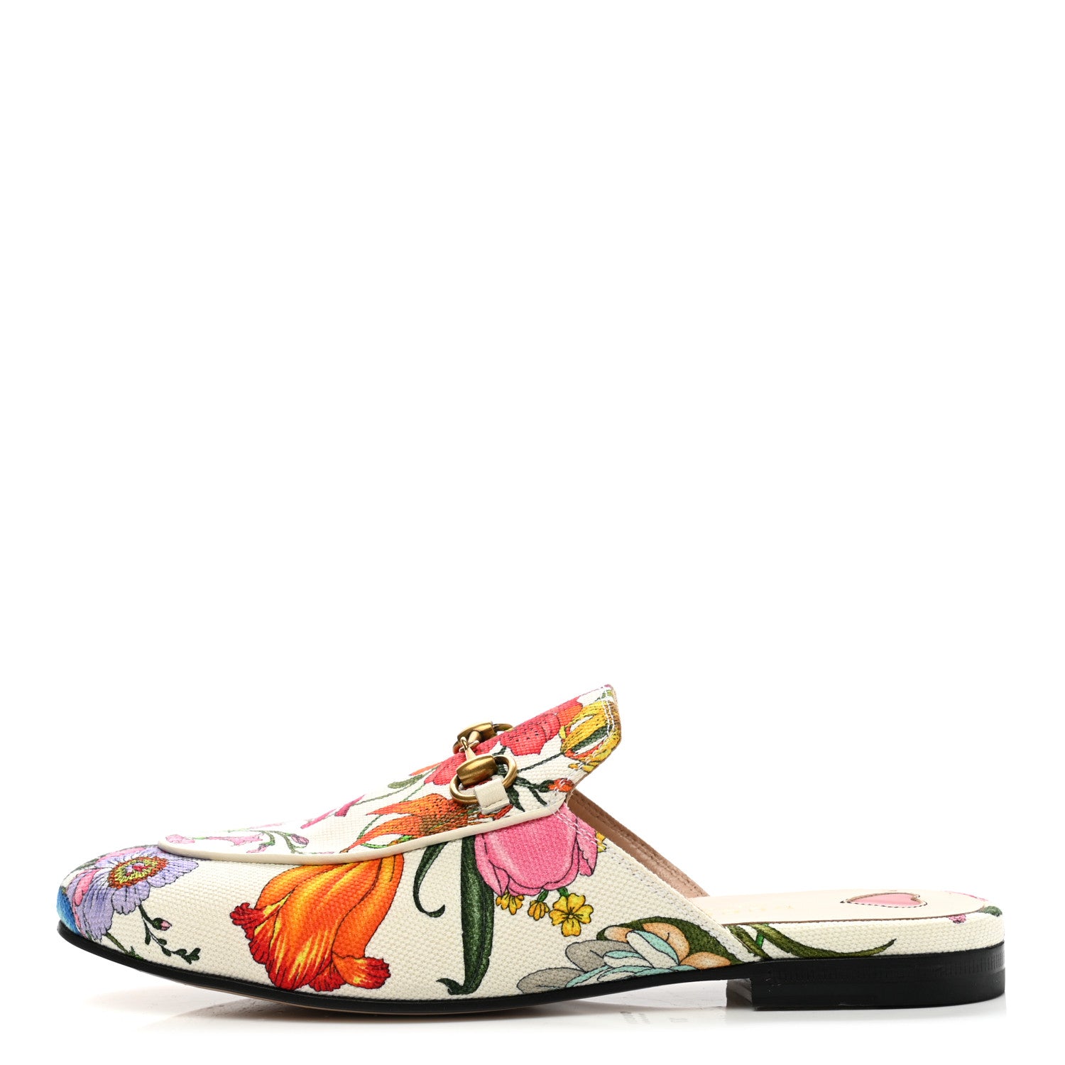 Gucci Canvas Flora Womens Princetown Slippers 37 White Multicolor 1 of 11