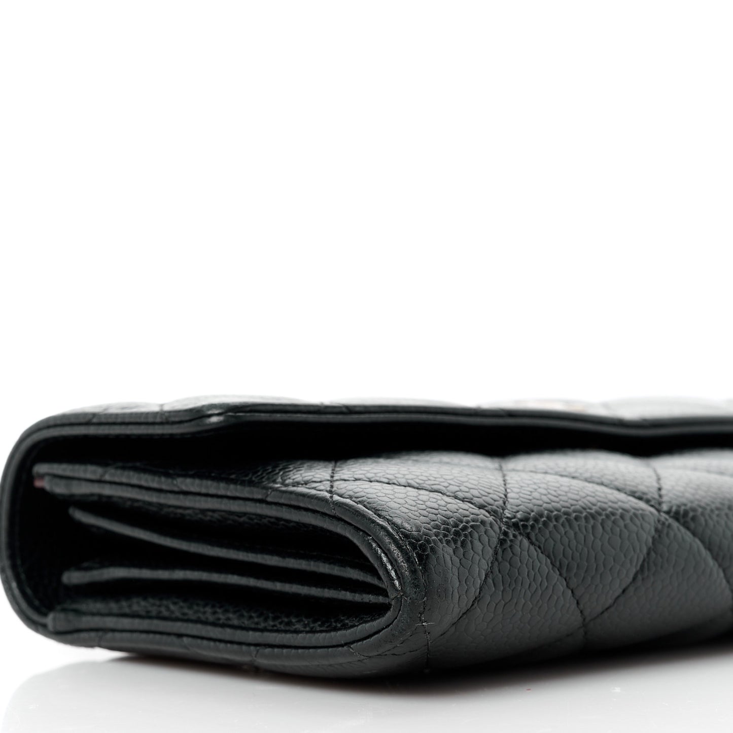 Caviar Quilted Long Flap Wallet Black
