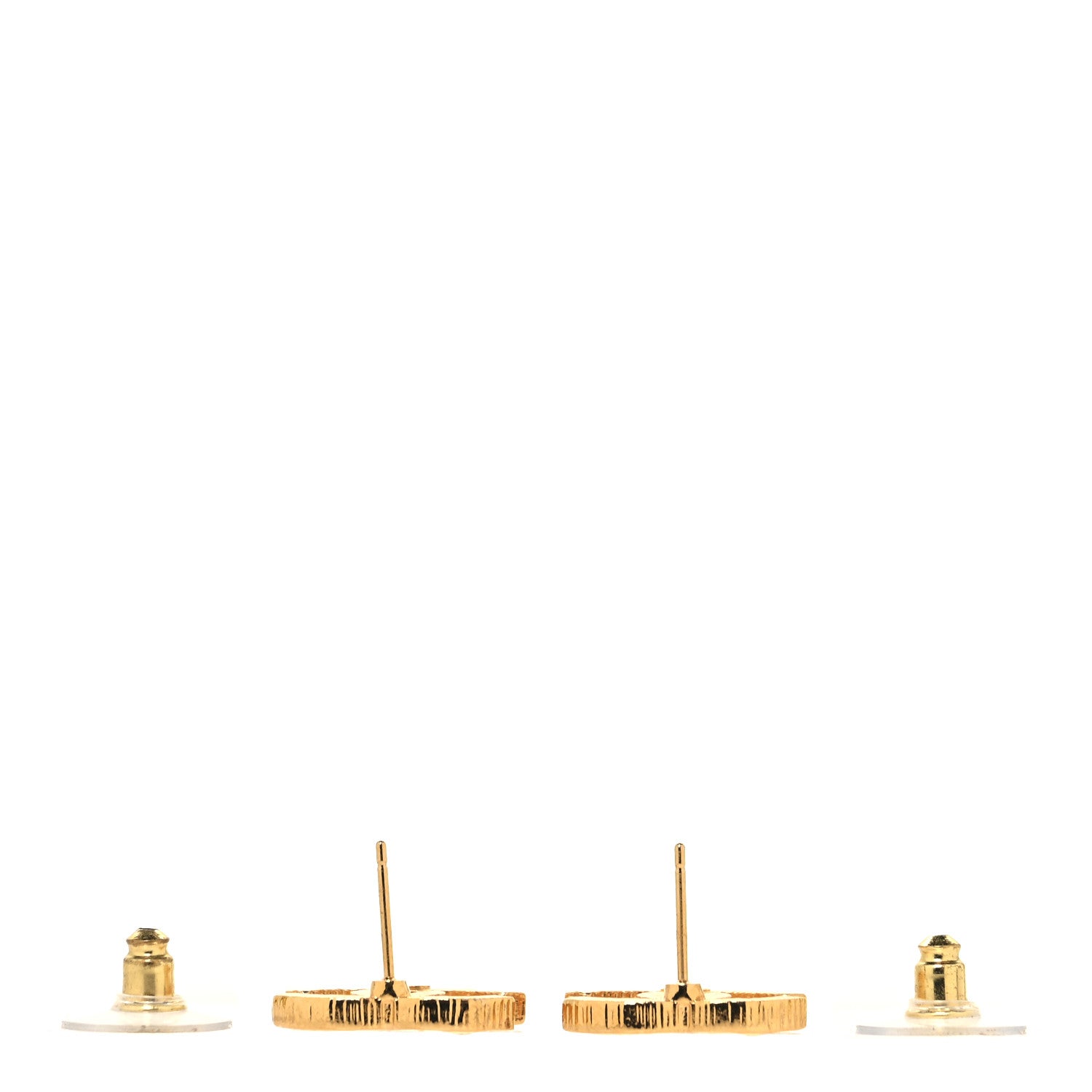 Chanel Metal Textured CC Earrings Gold 3 of 5