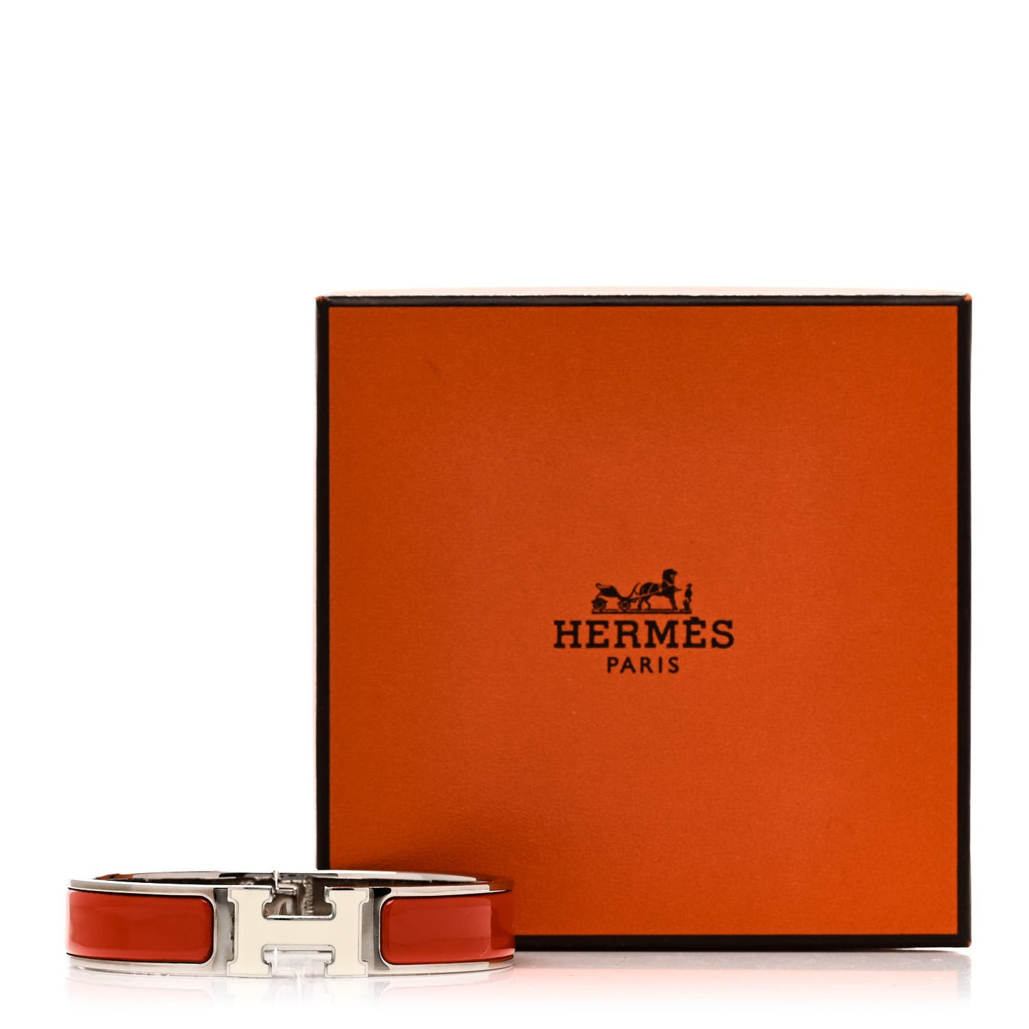 Enamel Narrow Clic Clac H Bracelet PM Orange White