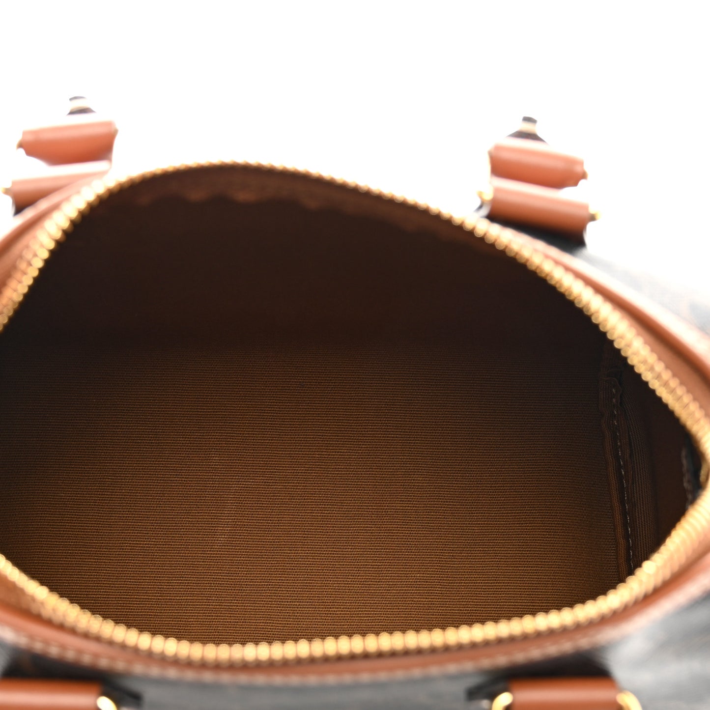 Triomphe Canvas Calfskin Small Boston Bag Tan