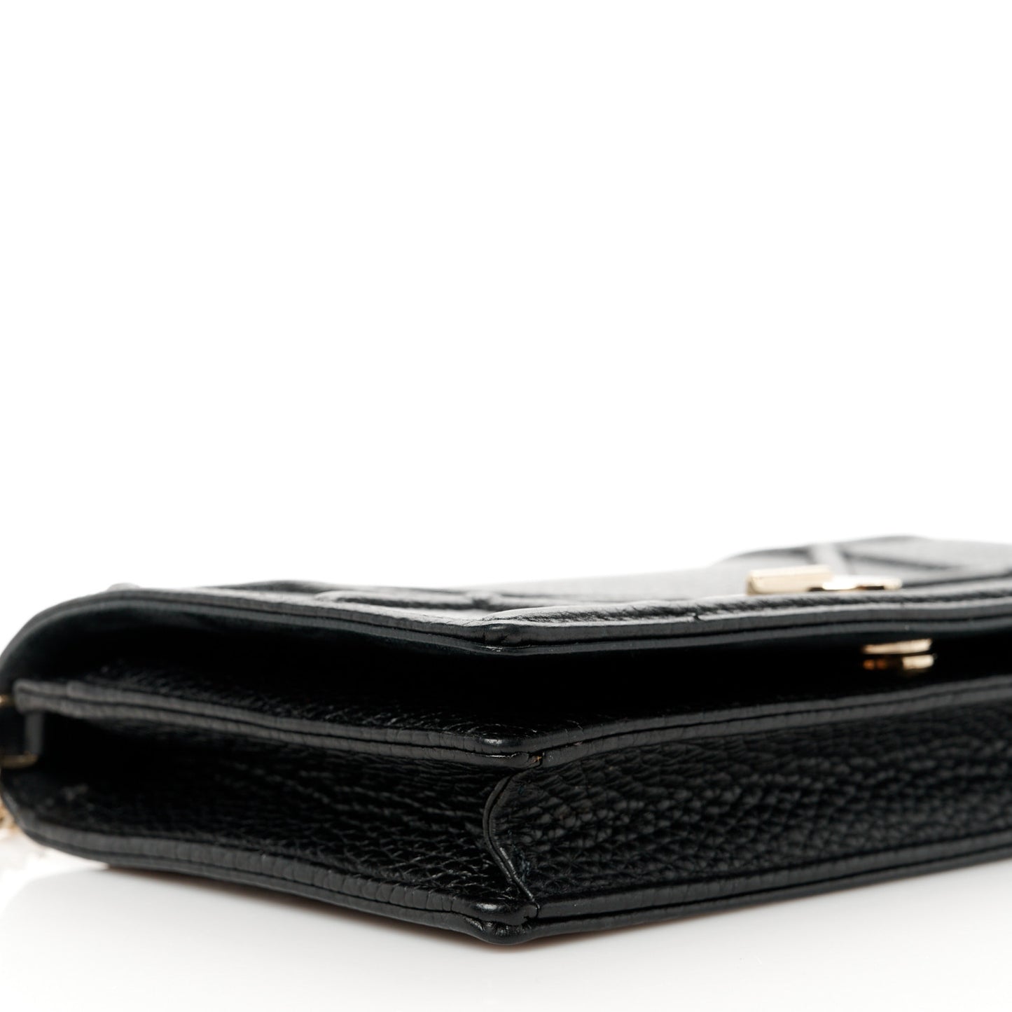Grained Calfskin Diorama Wallet on Chain Pouch Black