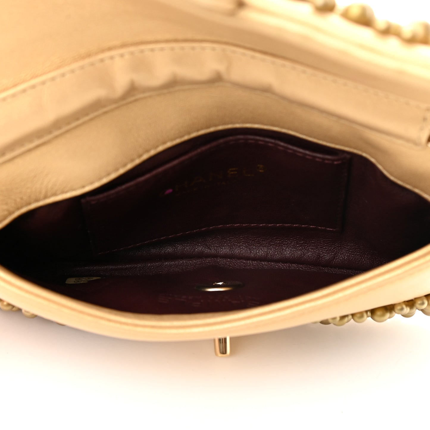 Lambskin Pearls Flap Gold