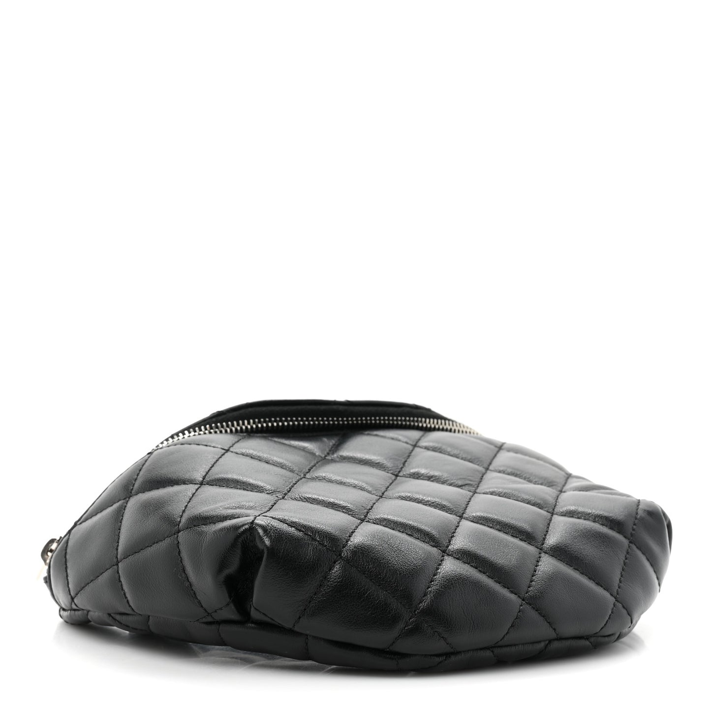 Lambskin Quilted Waist Belt Bag Black
