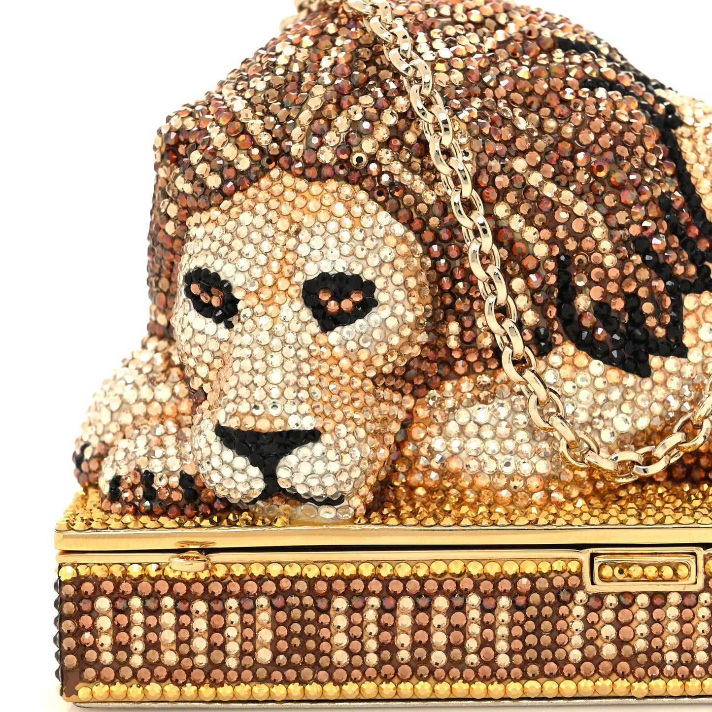 Crystal Lion Pedestal Minaudiere Clutch
