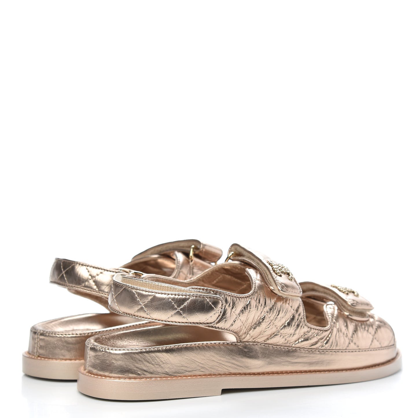 Iridescent Lambskin Velcro Dad Sandals Light Bronze