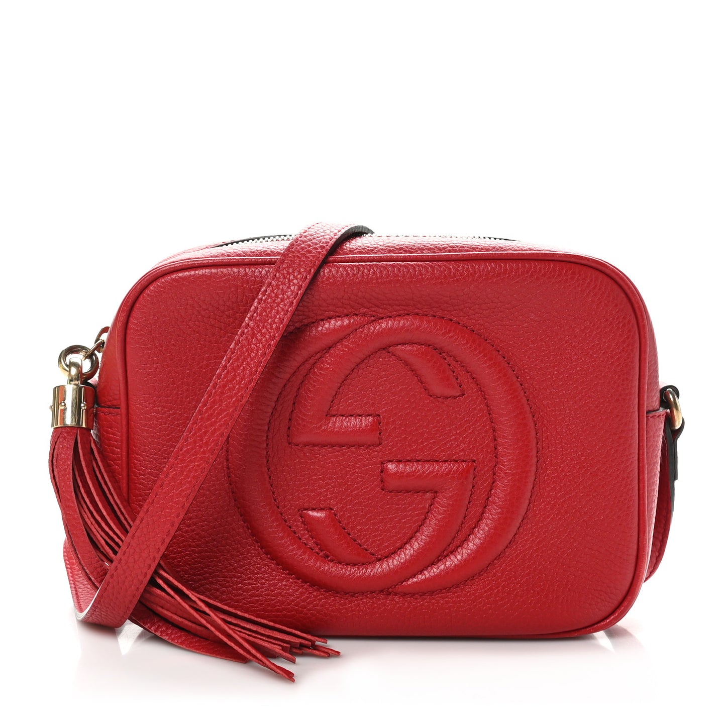 Pebbled Calfskin Small Soho Disco Bag Vibrant Red
