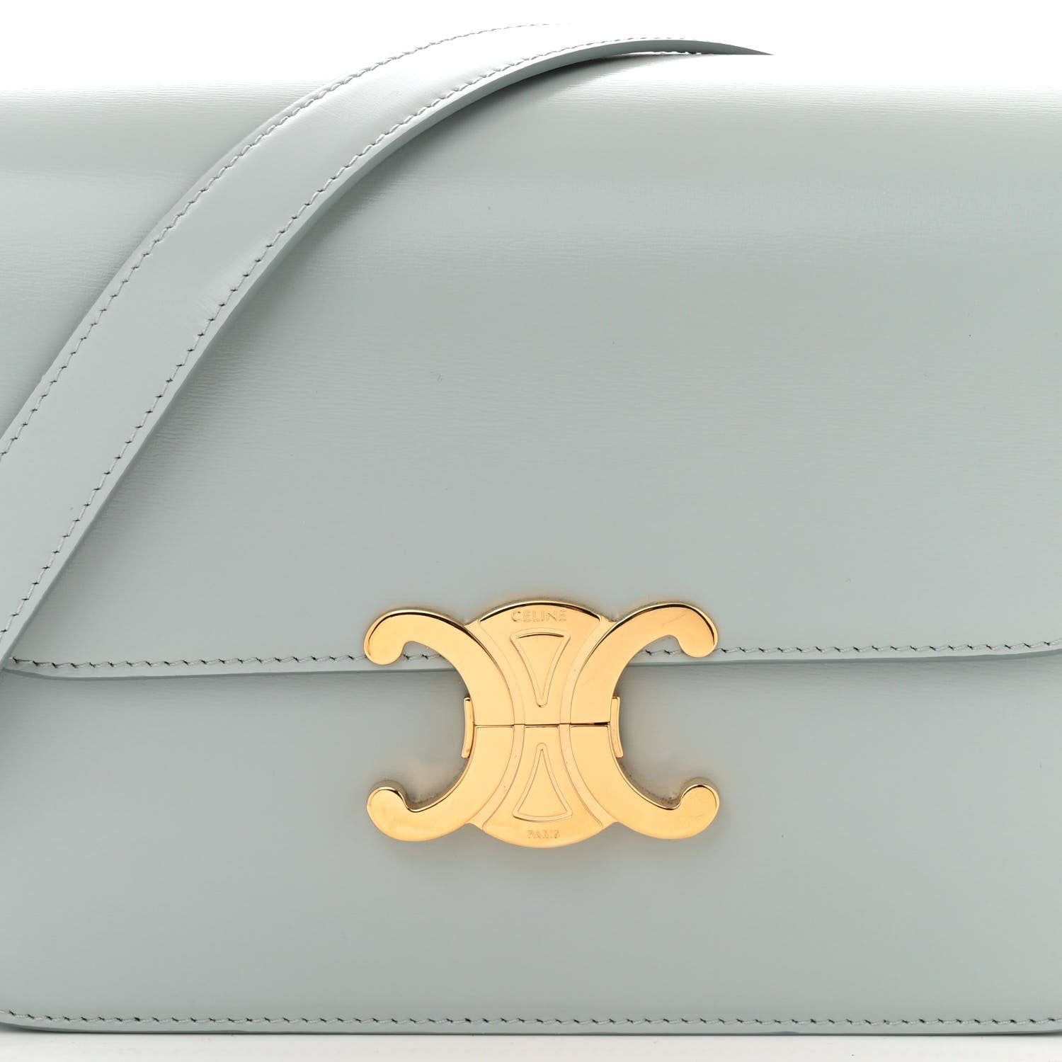 Celine Shiny Calfskin Medium Triomphe Soft Blue 9 of 11