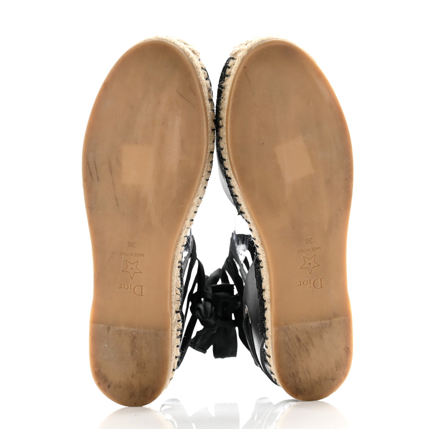 Calfskin Nicely-D Ankle Tie Espadrilles Flats 36 Black