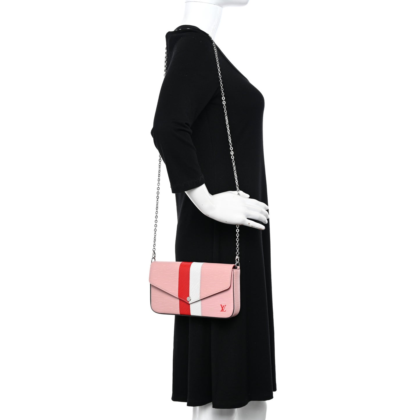 Epi Pochette Felicie Rose Ballerine Stripe
