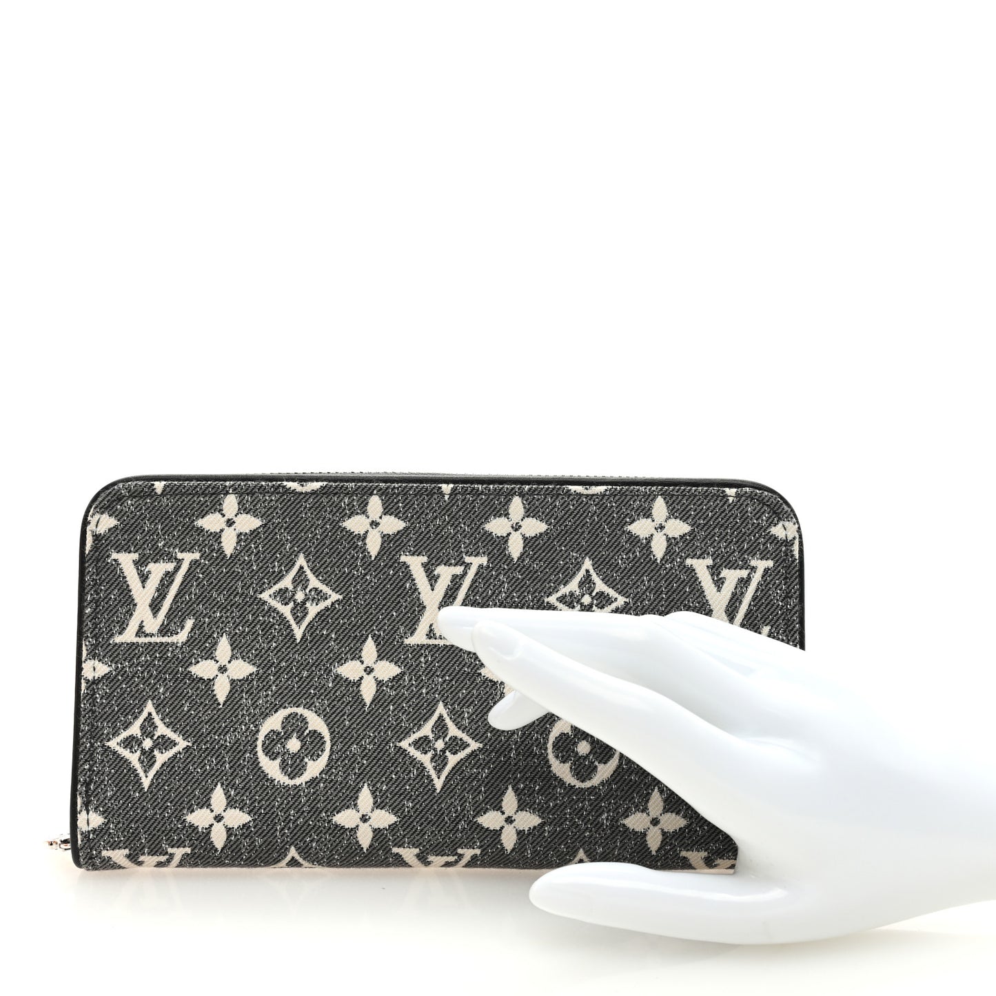 LOUIS VUITTON Denim Monogram Jacquard Zippy Wallet Grey