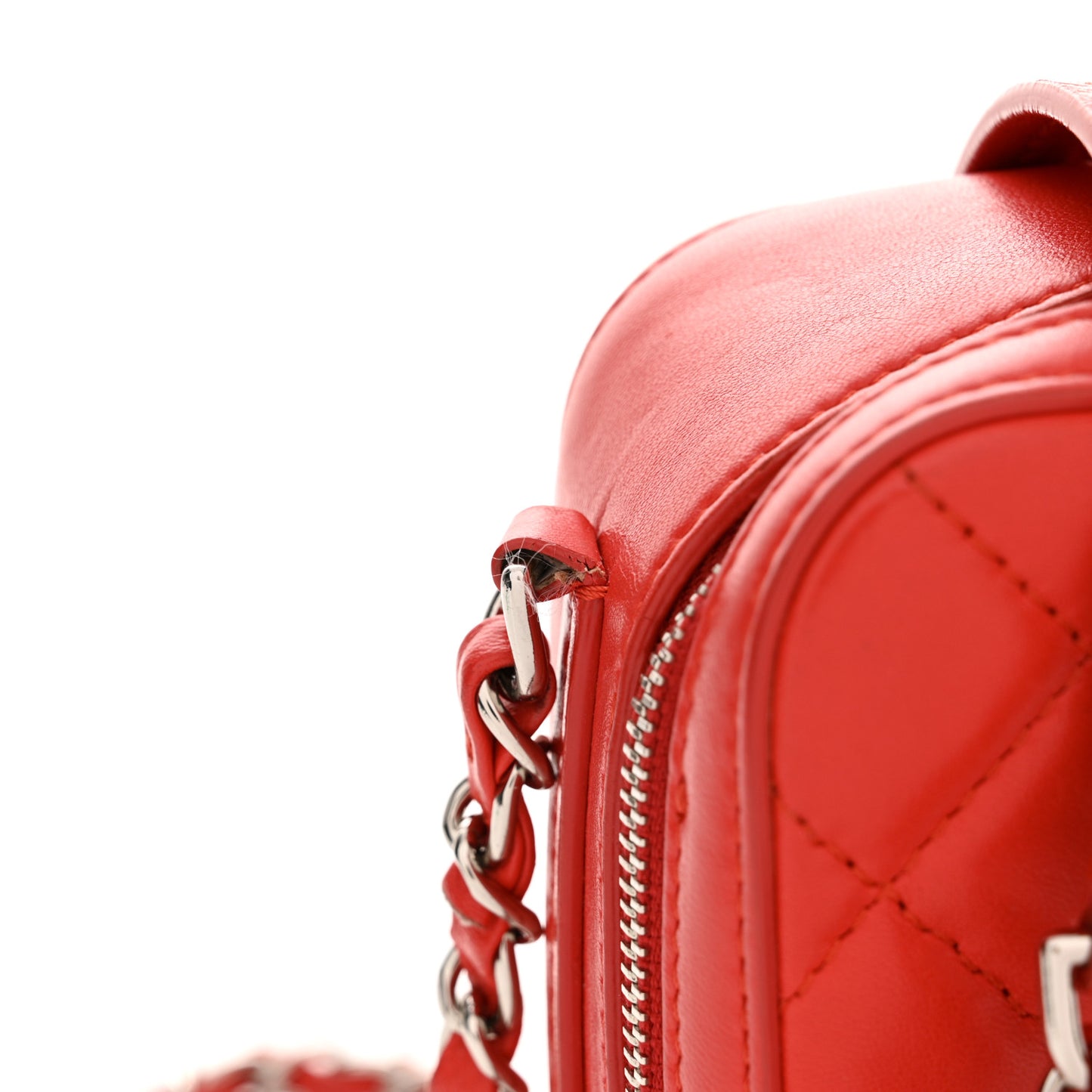 Lambskin Quilted Mini CC Box Camera Bag Red
