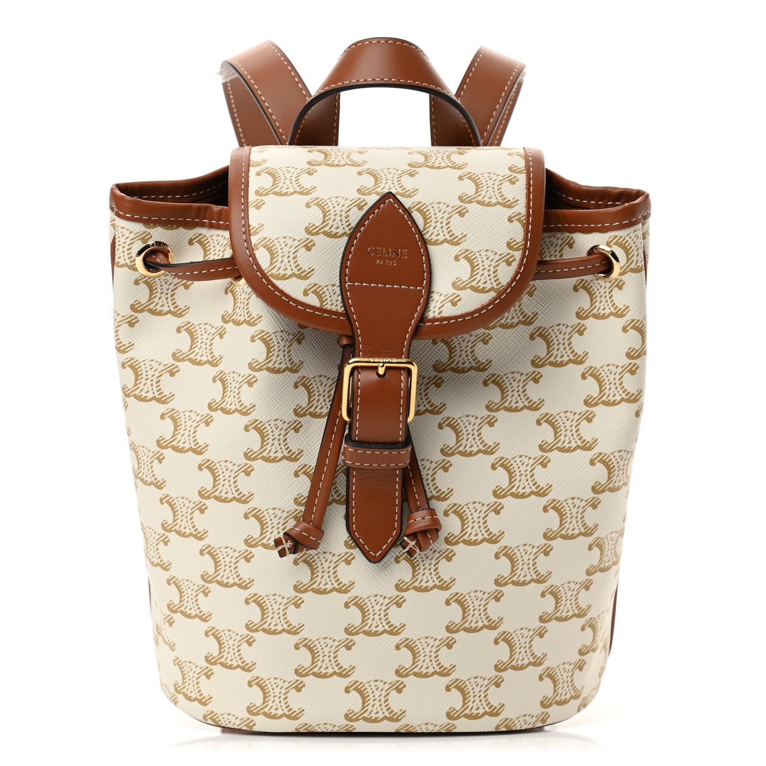 Celine Triomphe Canvas Calfskin Mini Folco Backpack White 1105810 - Main Image