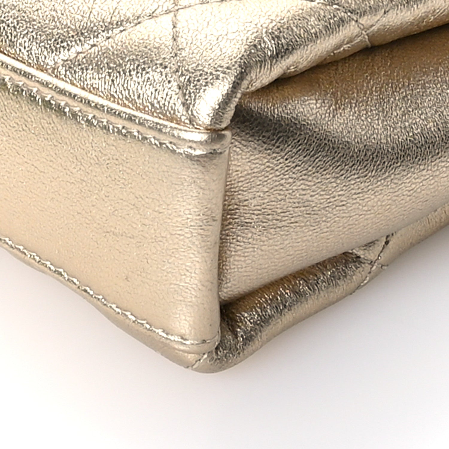 Chanel Metallic Lambskin Quilted Mini CC Crystal Logo Chain Flap Gold 10 of 11